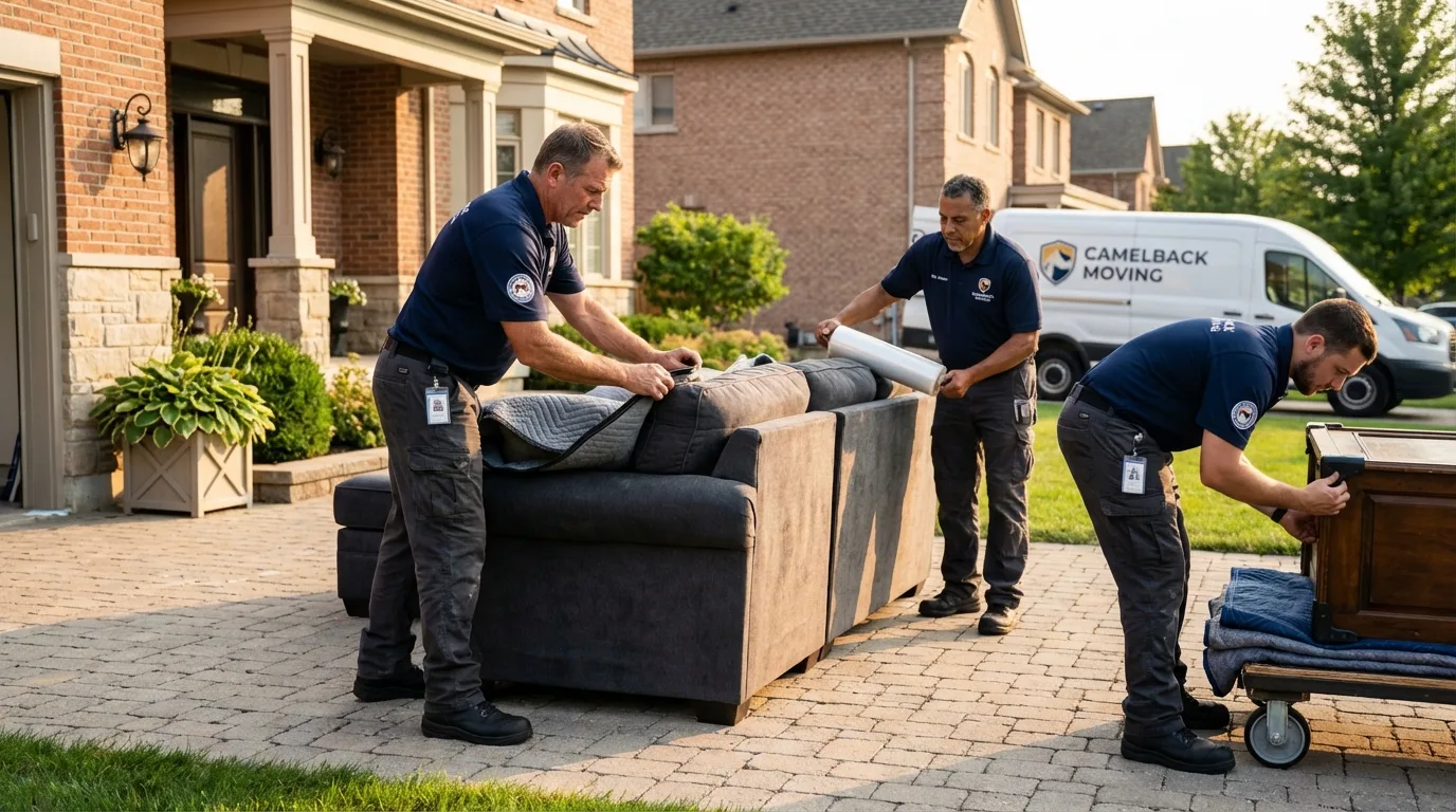 Large estate moving crew wrapping furniture in Conover, NC